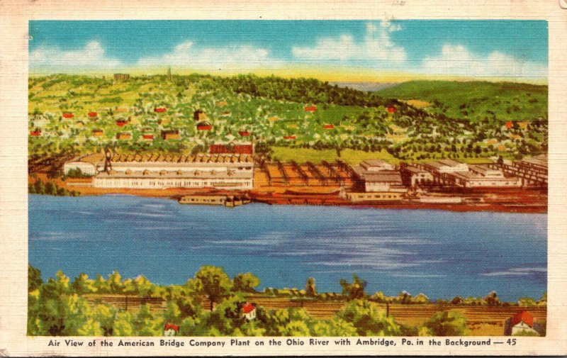 Pennsylvania Ambridge Aerial VIew American Bridge Company Plant On Ohio River...