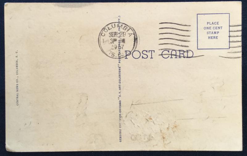 Postcard Used State Capital Columbia SC LB
