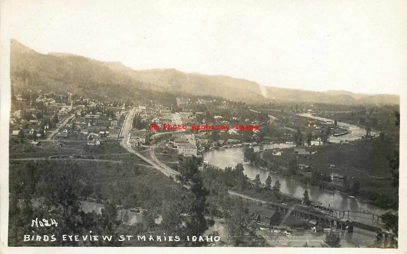 ID, Saint Maries, Idaho, RPPC, Bird's Eye View, Wesley Andrews Photo No 24