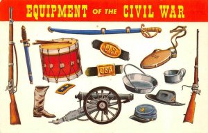 EQUIPMENT Of The CIVIL WAR  Springfield Rifled Musket~Confederate Hat  Postcard