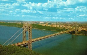 Vintage Postcard George Washington Bridge Spanning Hudson River New York & NJ