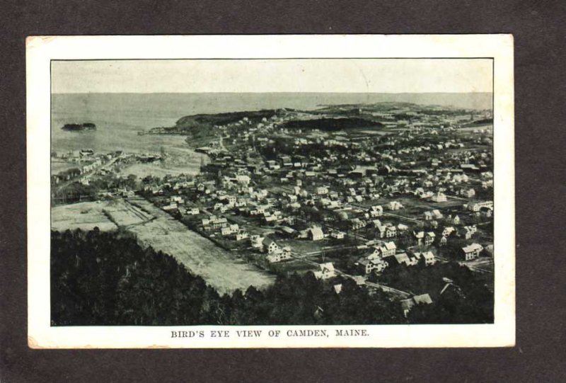 ME Aerial view Camden Maine Vintage :Postcard 1912 Harbor Houses