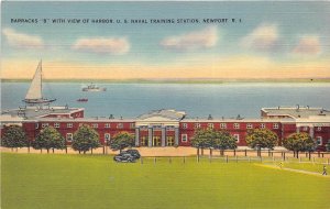 Newport Rhode Island 1940s Postcard Barracks B US Naval Training Station