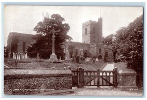 c1910 Cobham Church NR Gravesend Cemetery Kent England Sepiatone Postcard