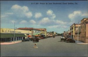 Coral Gables FL Ponce De Leon Blvd Linen Postcard