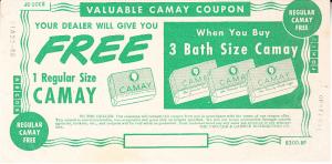 Coupon for Free Bar of Camay Soap 1952