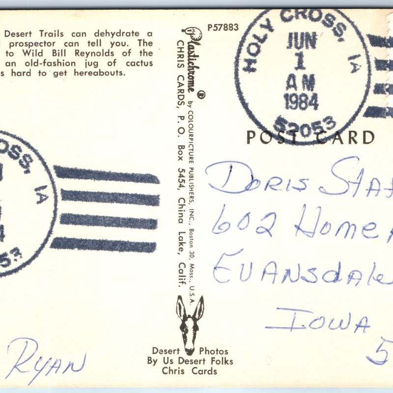 1984 Holy Cross, IA Post Office Cancel Postcard Town USPO Postal History A268