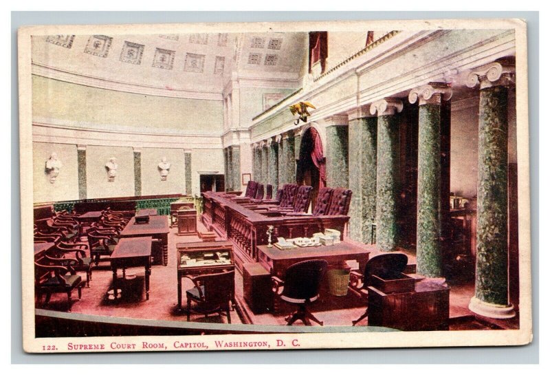 Vintage 1900's Postcard Supreme Courtroom Chambers in Washington DC