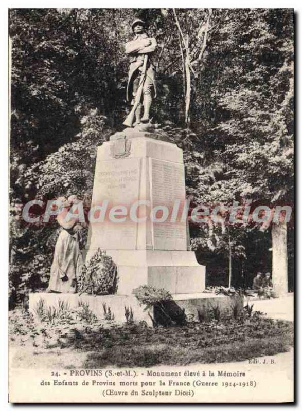 Old Postcard Provins Monument Pupil A La Memoire