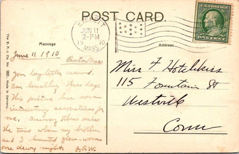 1910 Vintage Postcard ENGLISH BRIDGE EAST ROCK PARK NEW HAVEN CT JT13