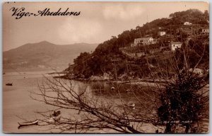 Vigo Alrededores Spain Houses On Mountain Cliffs Lake View Postcard