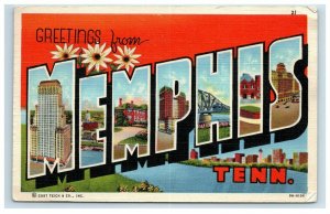 Greetings From Memphis TN Tennessee Postcard Large Letter 1944