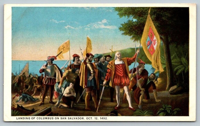 Landing of Christopher Columbus  San Salvador 1492  Postcard