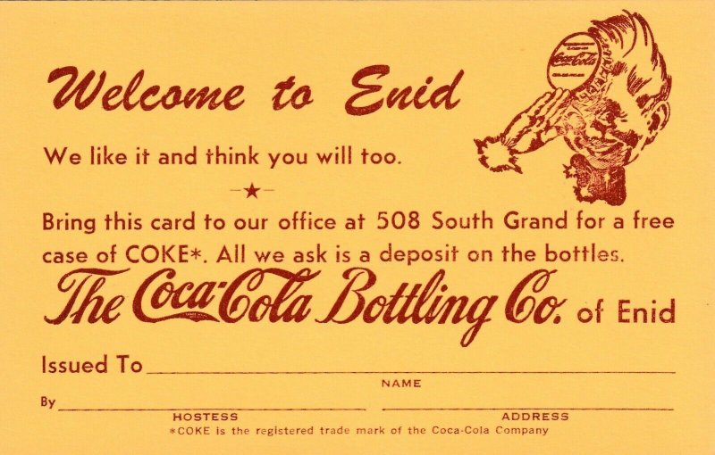 ENID , Oklahoma , 1920-30s ; Coca Cola Drink Offer