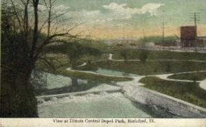 Illinois Central Depot Park Rockford IL Postal Used Unknown