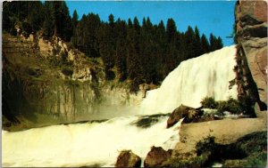 Upper Mesa Falls Idaho ID Snake River Postcard PM Blackfoot ID Cancel WOB Note