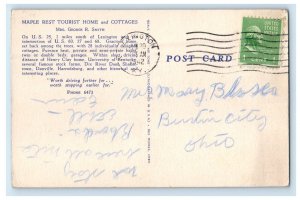 1942 Maple Rest Tourist Court Lexington Kentucky KY Vintage Posted Postcard 