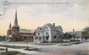 Sacred Heart Church Rectory Parochial School Mt Pleasant Michigan 1910 postcard