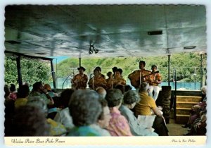 KAUAI, HI ~ Hawaiian Musicians WAILUA RIVER BOAT RIDE ca 1970s - 4x6 Postcard