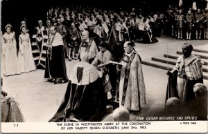 Coronation of Her Majesty Queen Elizabeth Receives the Spurs RPPC Postcard Z8