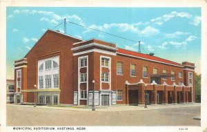 Hastings Nebraska 1930s Postcard Municipal Auditorium