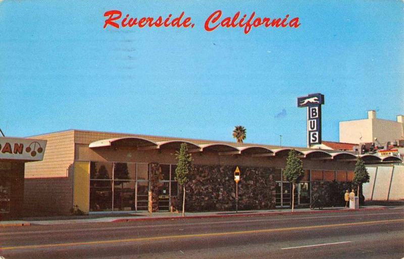 Riverside California Greyhound Bus Station Vintage Postcard K88034