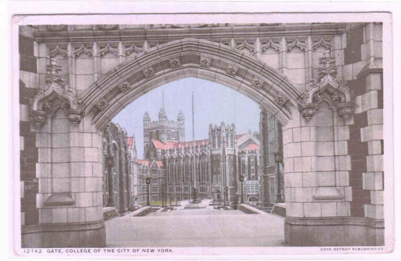 Gate Colllege of City of New York NY 1913 Phostint postcard