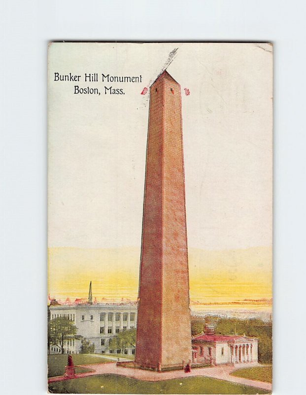 Postcard Bunker Hill Monument Boston Massachusetts USA