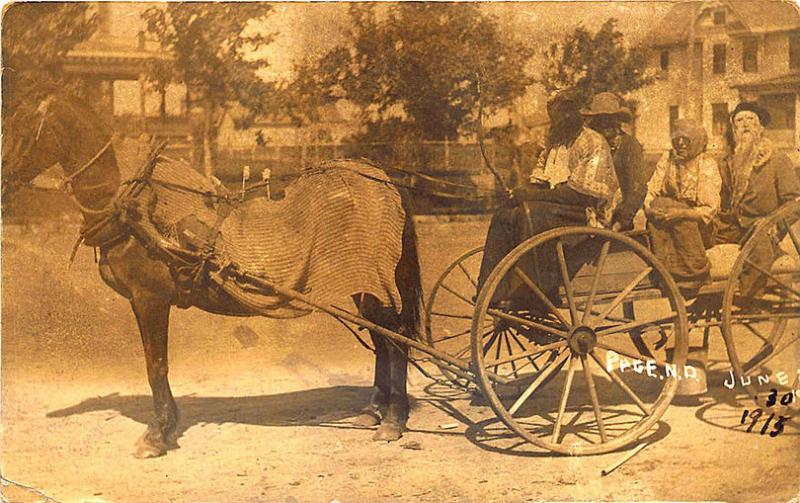 Page ND Wagon Transportation in 1913 RPPC Postcard