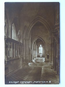 Hereford BELMONT CATHEDRAL / Abbey North Aisle & Font - Old RP Postcard