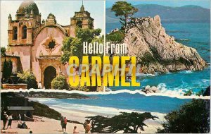 Modern Postcard Hello from Carmel Must see in Carmel are the three views shown