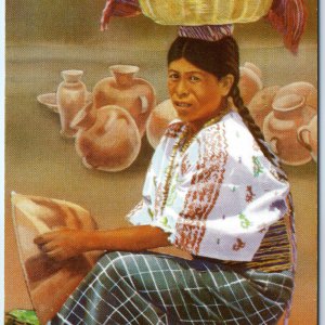 c1960s Guatemala Indigenous Woman Pottery Basket Weaving Textiles A346