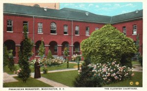 Vintage Postcard 1920's Franciscan Monastery Cloister Courtyard Washington DC
