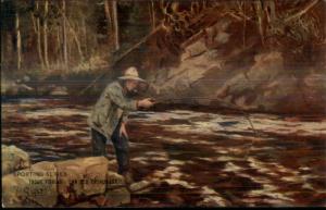 Trout Fishing Sporting Series AN OLD ENTHUSIAST c1910 Postcard
