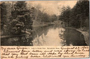 Lake in Forest Park Springfield MA c1907 Undivided Back Vintage Postcard W03