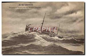 Old Postcard Boat Ship SS Ionia french Coy Package in heavy seas