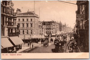 Oxford Street Horse-Drawn Carriages Circus Building Apartments Antique Postcard