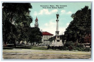 c1910's Worcester MA, The Common View From Salem Square Antique Postcard