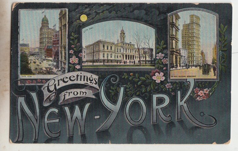 P2851 old postcard multi view greetings from new york