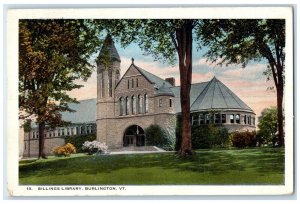 1923 Billings Library Exterior Building Burlington Vermont VT Vintage Postcard