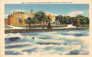 Niagara Falls New York 1940s Postcard Cataract House from Green Island