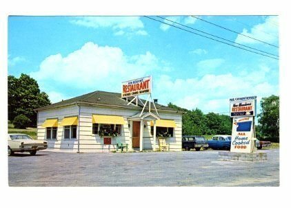 Brunswick ME New Meadows Restaurant Old Cars Postcard