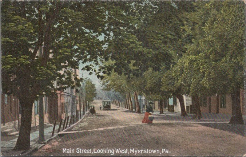 Postcard Main Street Looking West Myerstown PA