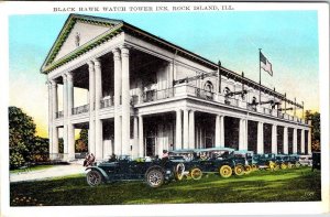 Rock Island, IL Illinois  BLACK HAWK WATCH TOWER INN  Amusement Park  Postcard