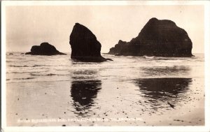 RPPC Seal Rocks, Netarts Beach Tillamook County OR Vintage Postcard P66