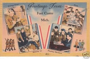 Postcard Greetings Fort Custer MI NR