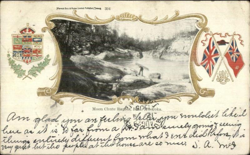 Muskoka Ontario Moon Chute Rapids Bala c1905 Postcard