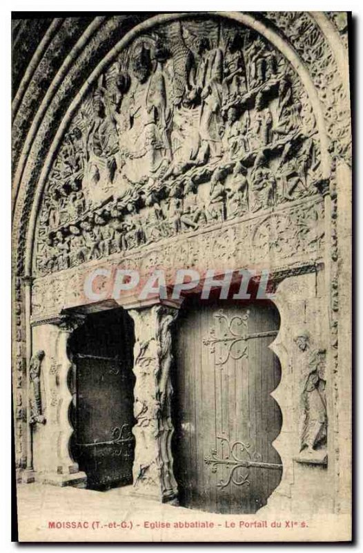 Postcard Old T and G Moissac abbey church XI S portal