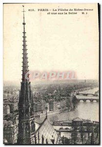 Postcard Old Paris The Fleche Notre Dame and along the Seine