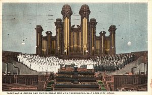 Vintage Postcard 1919 Organ & Choir Great Mormon Tabernacle Salt Lake City Utah